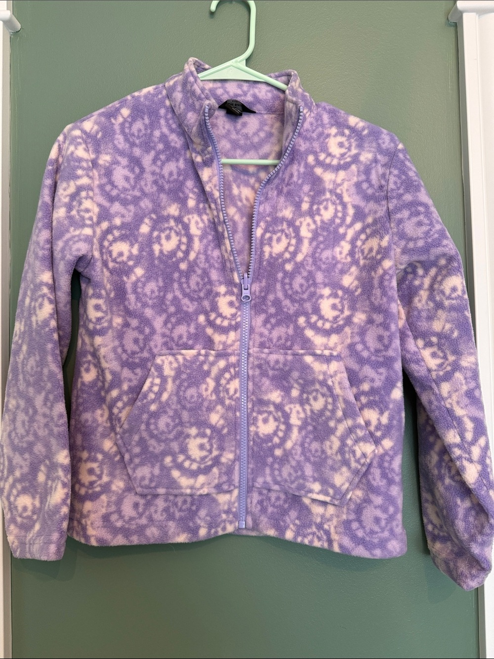 Eddie Bauer Lavender and White Patterned Fleece Zip Jacket